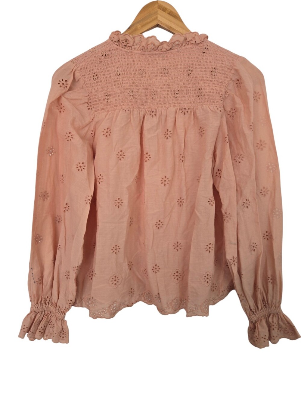 🌸 Othilia Blush Pink Eyelet Embroidered Boho Blouse — Size SP - Picture 4 of 4